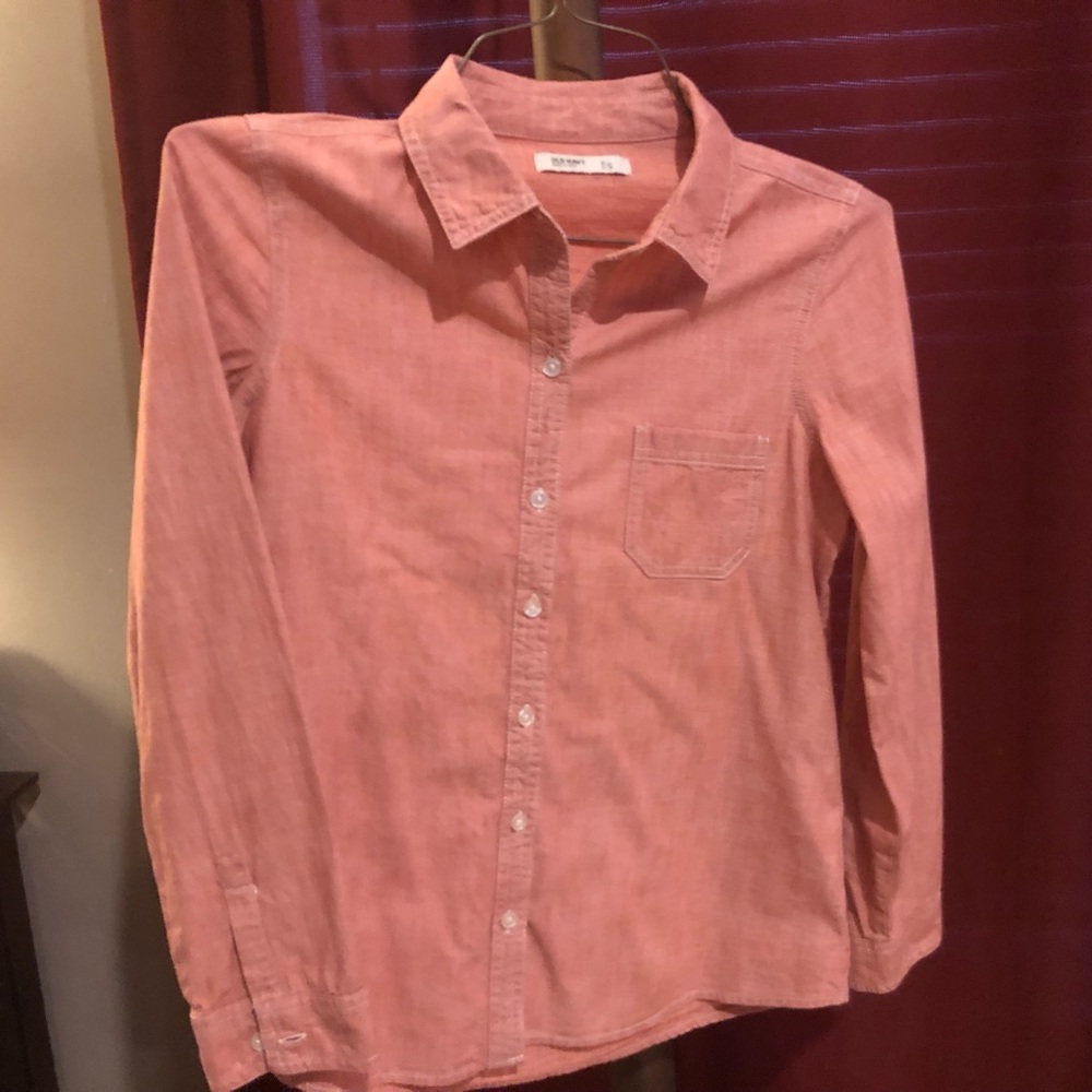 Red linen old navy button up